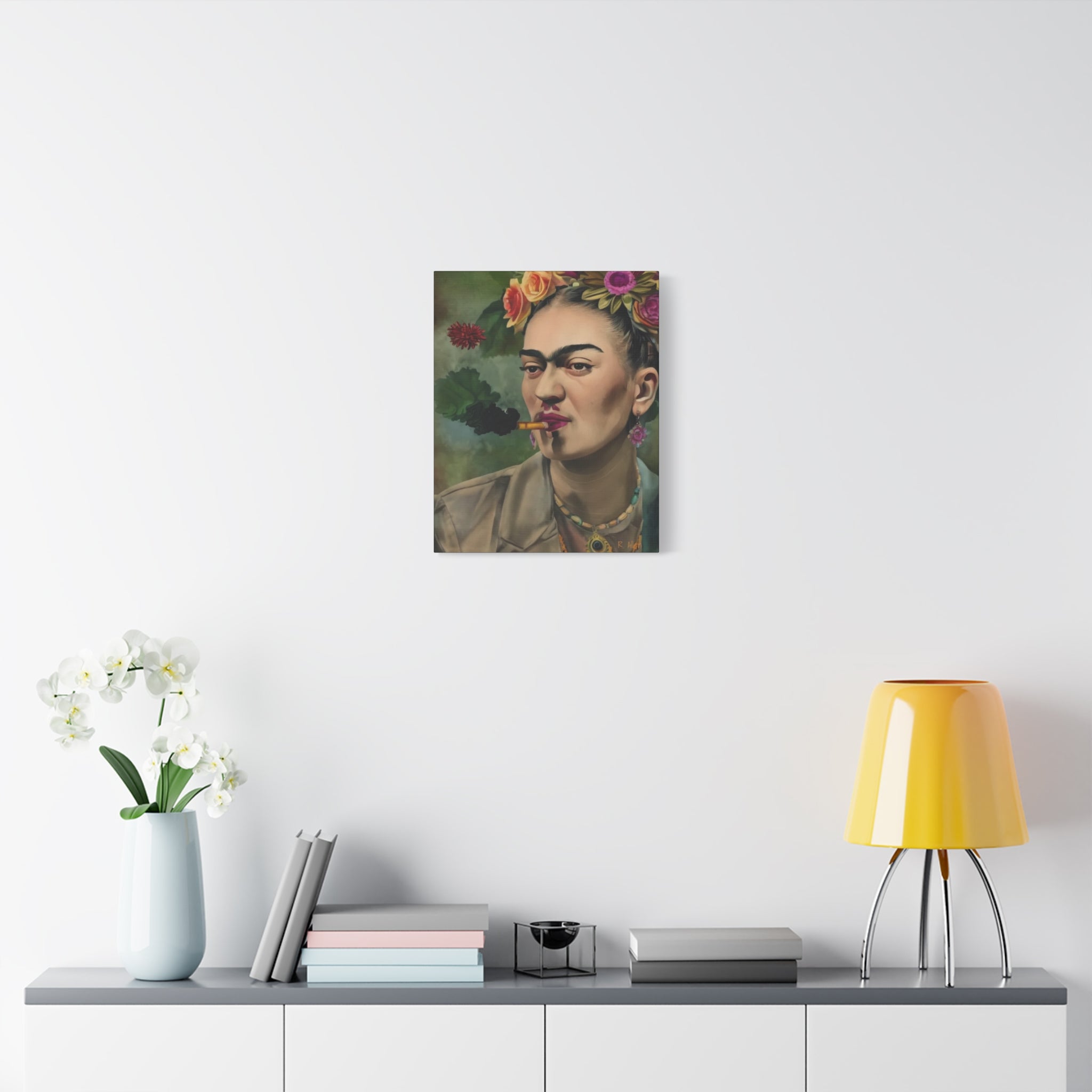 Smoking Portrait — Matte Stretched Canvas Wall Art