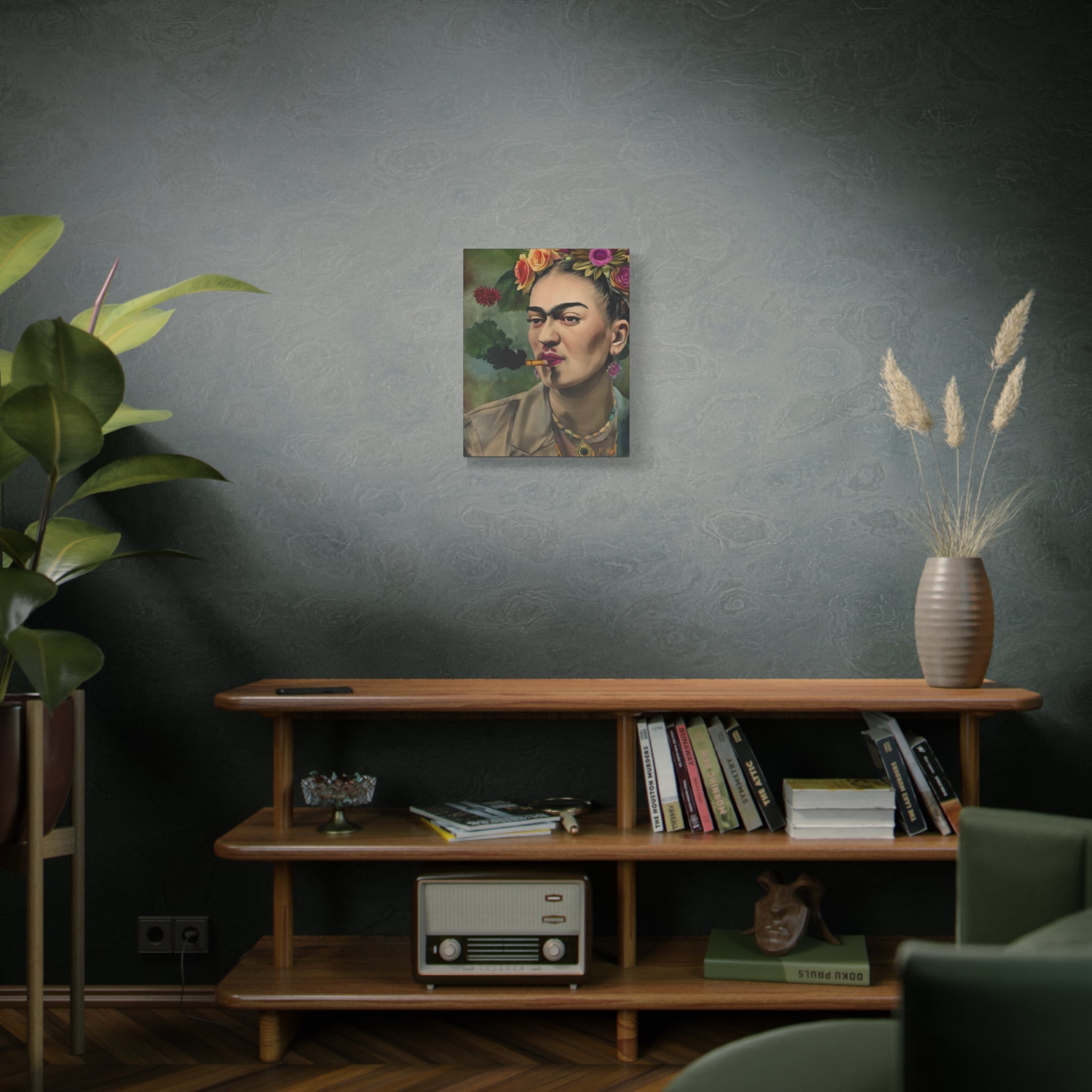 Smoking Portrait — Matte Stretched Canvas Wall Art