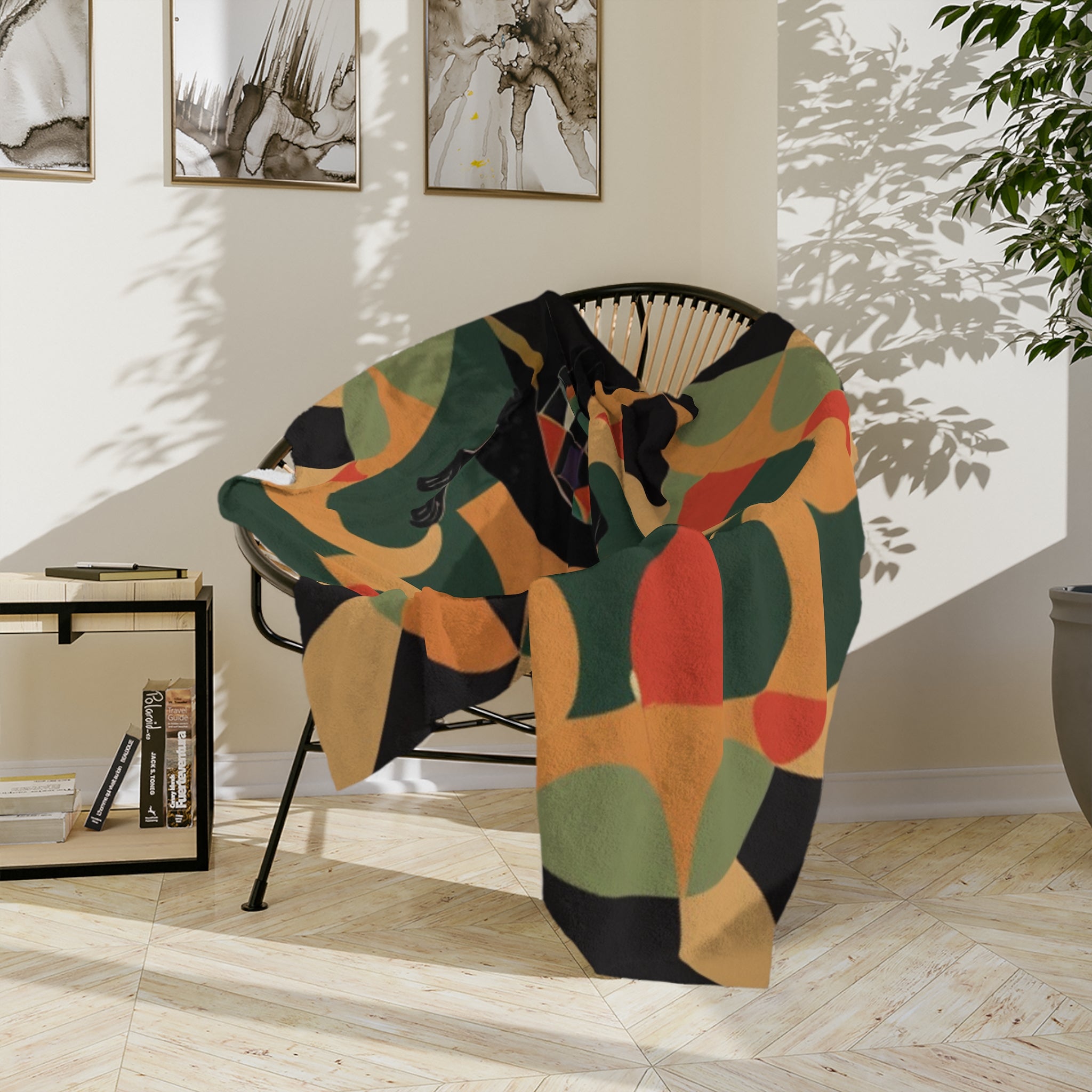 Velveteen Retro Raven Plush Throw