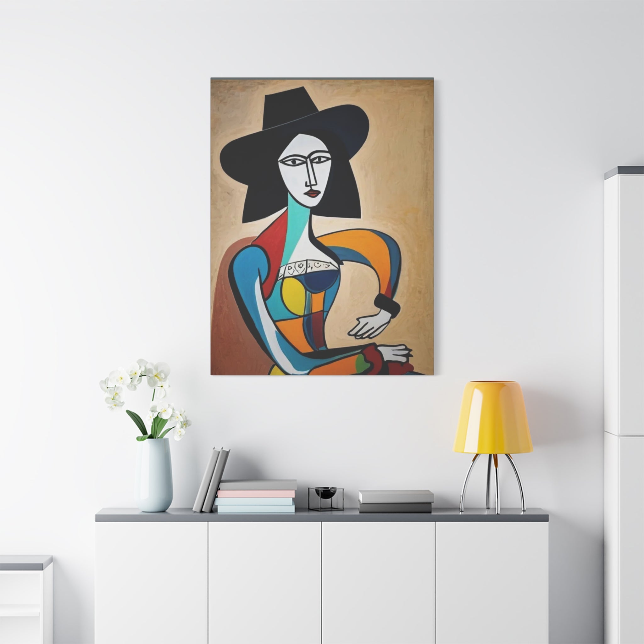 Sitting Cowgirl Portrait — Matte Stretched Canvas Wall Art