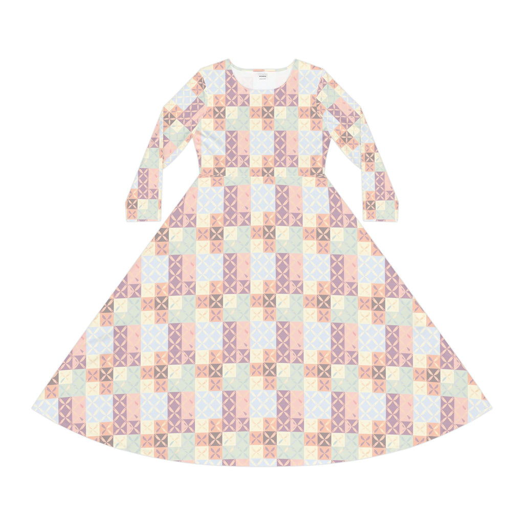 Pastel Quilt Dress — Long Sleeve Dress