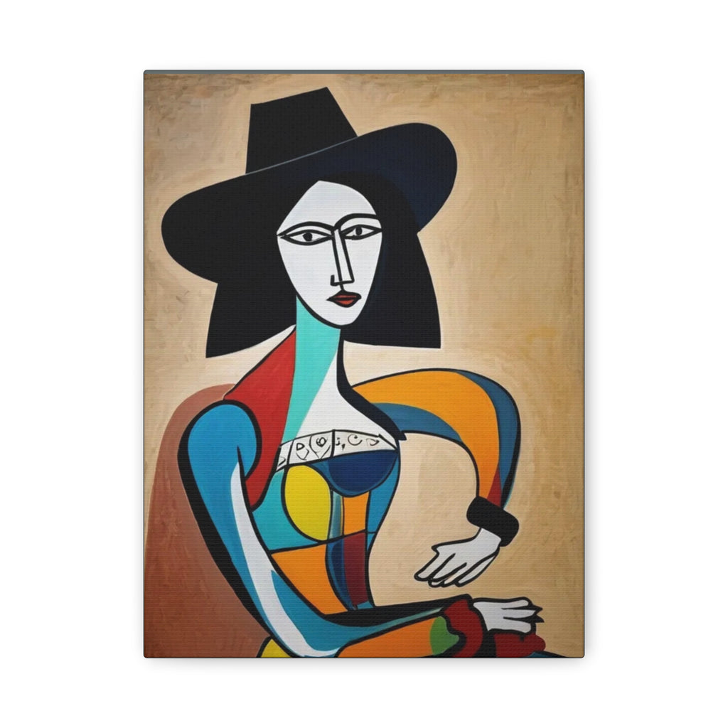 Sitting Cowgirl Portrait — Matte Stretched Canvas