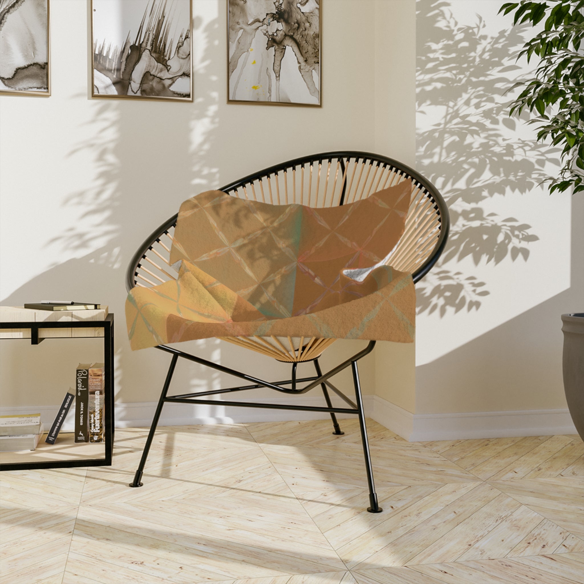 Velveteen Retro Color Block Plush Throw