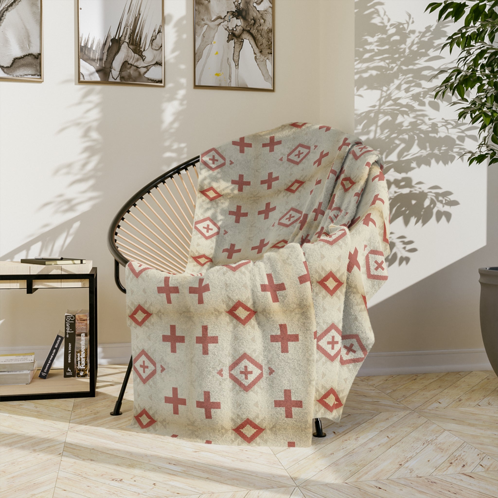 Velveteen Crosses Plush Throw