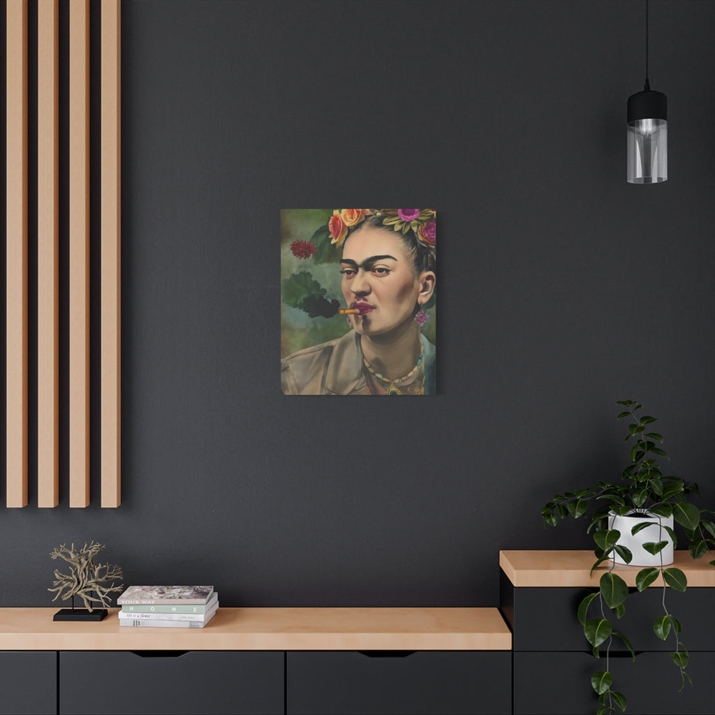 Smoking Portrait — Matte Stretched Canvas Wall Art