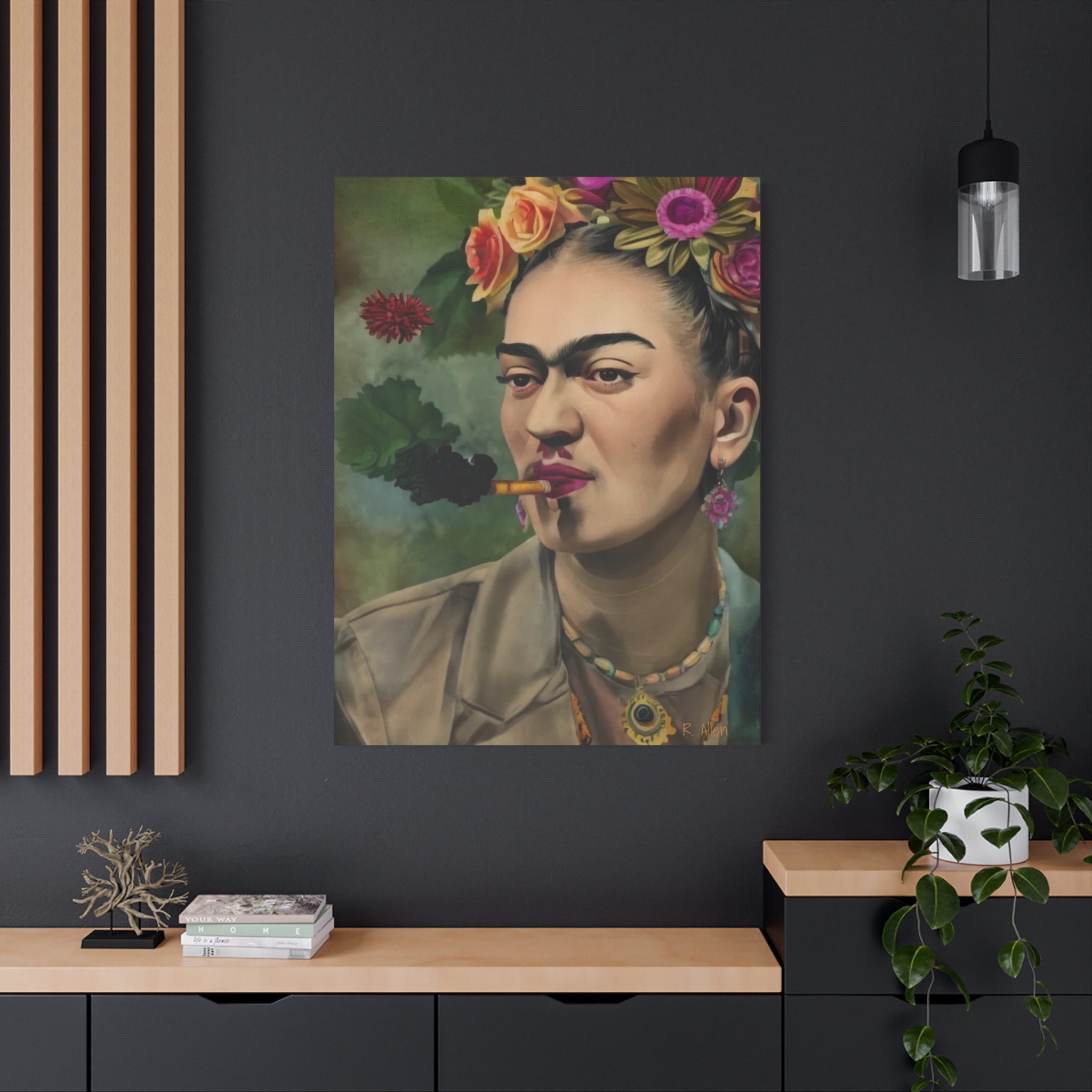 Smoking Portrait — Matte Stretched Canvas Wall Art