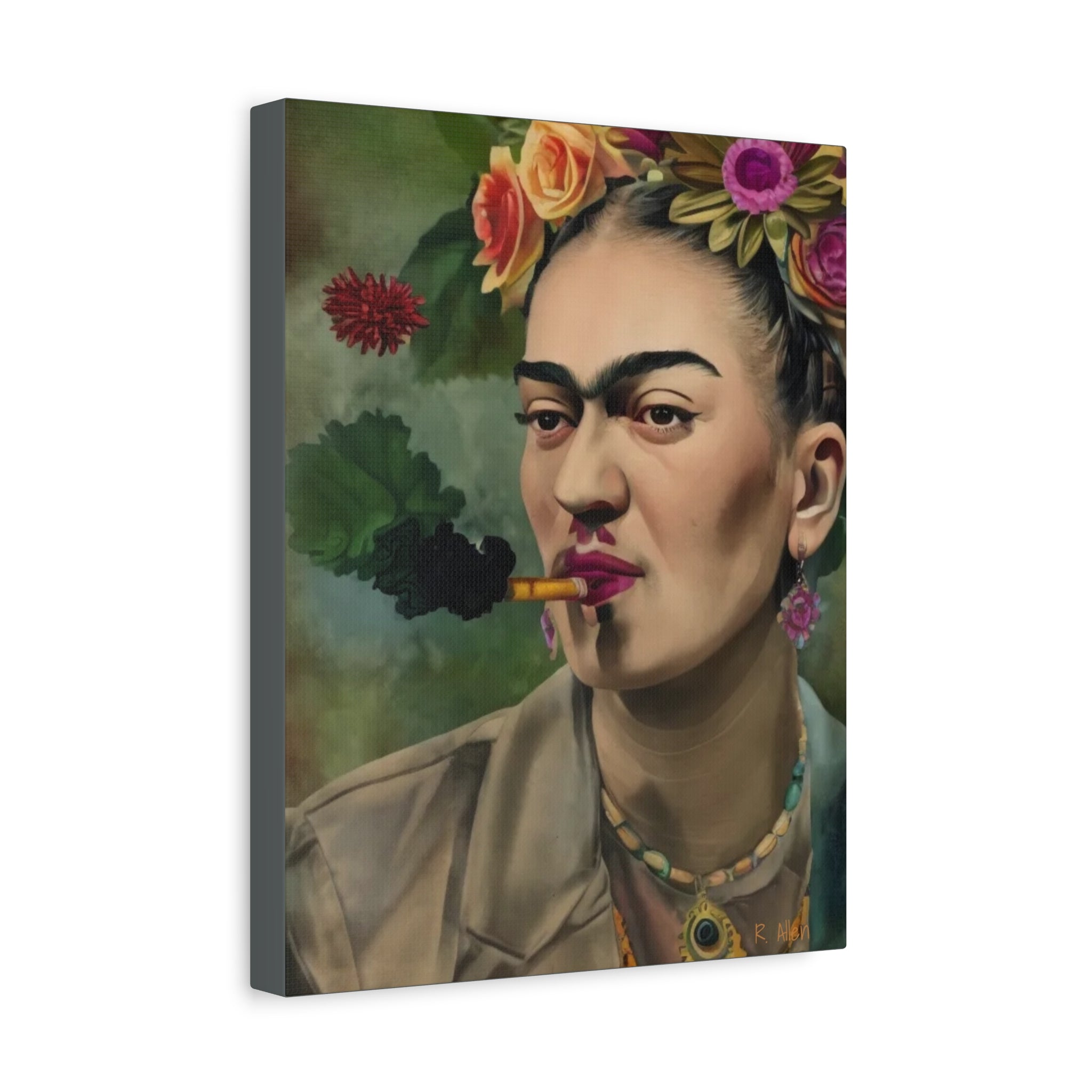 Smoking Portrait — Matte Stretched Canvas Wall Art