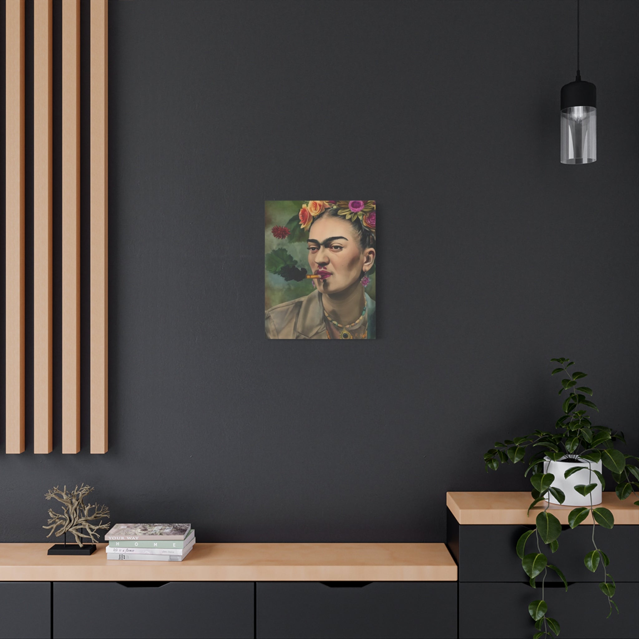 Smoking Portrait — Matte Stretched Canvas Wall Art