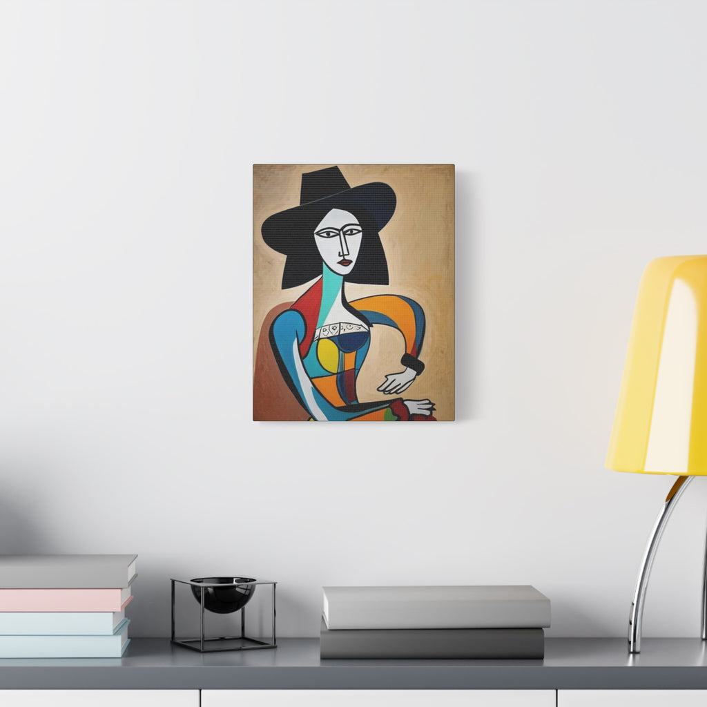 Sitting Cowgirl Portrait — Matte Stretched Canvas Wall Art