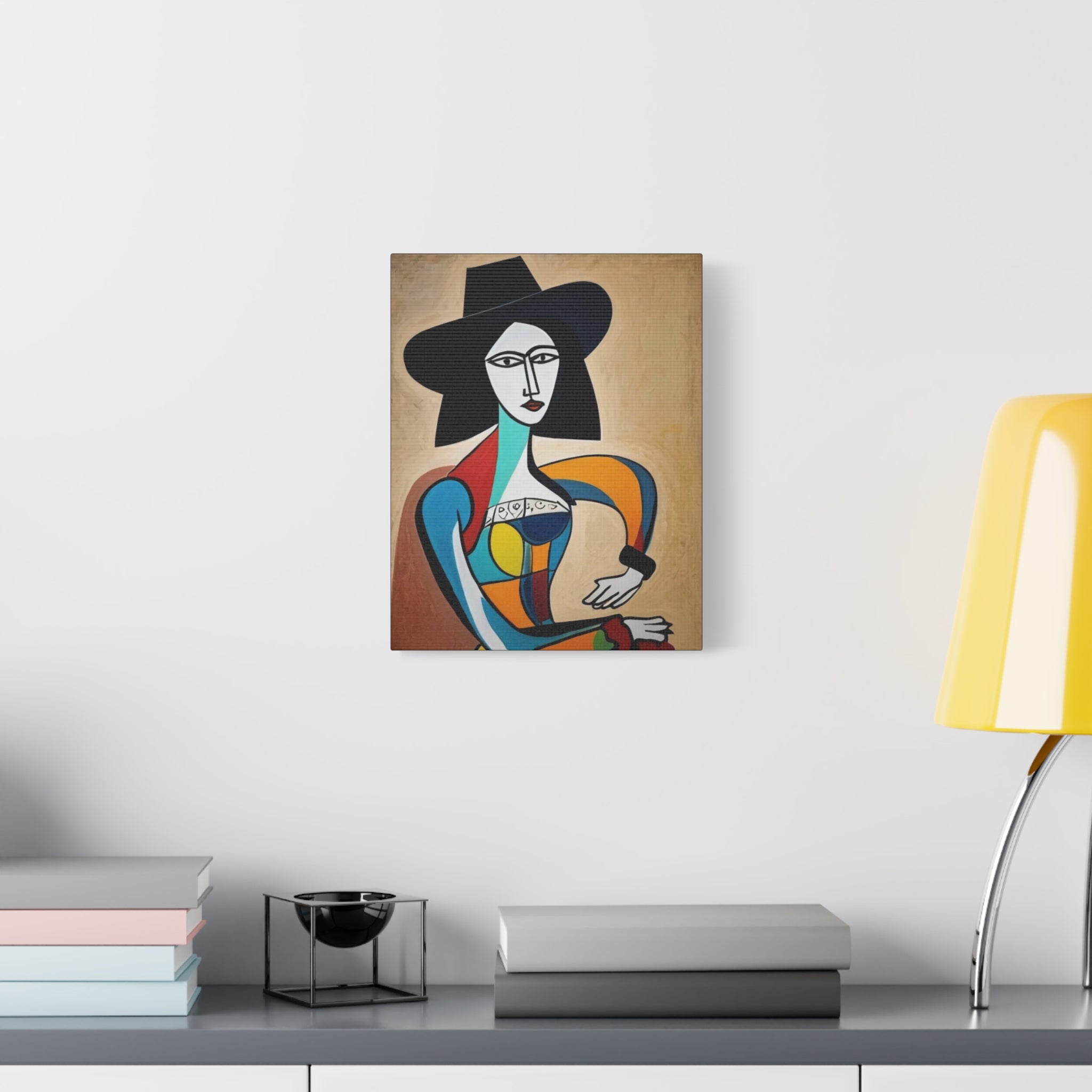 Sitting Cowgirl Portrait — Matte Stretched Canvas Wall Art