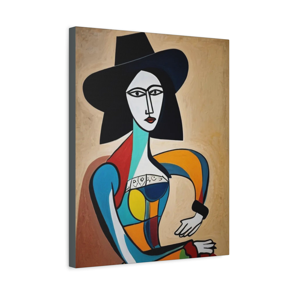 Sitting Cowgirl Portrait — Matte Stretched Canvas Wall Art