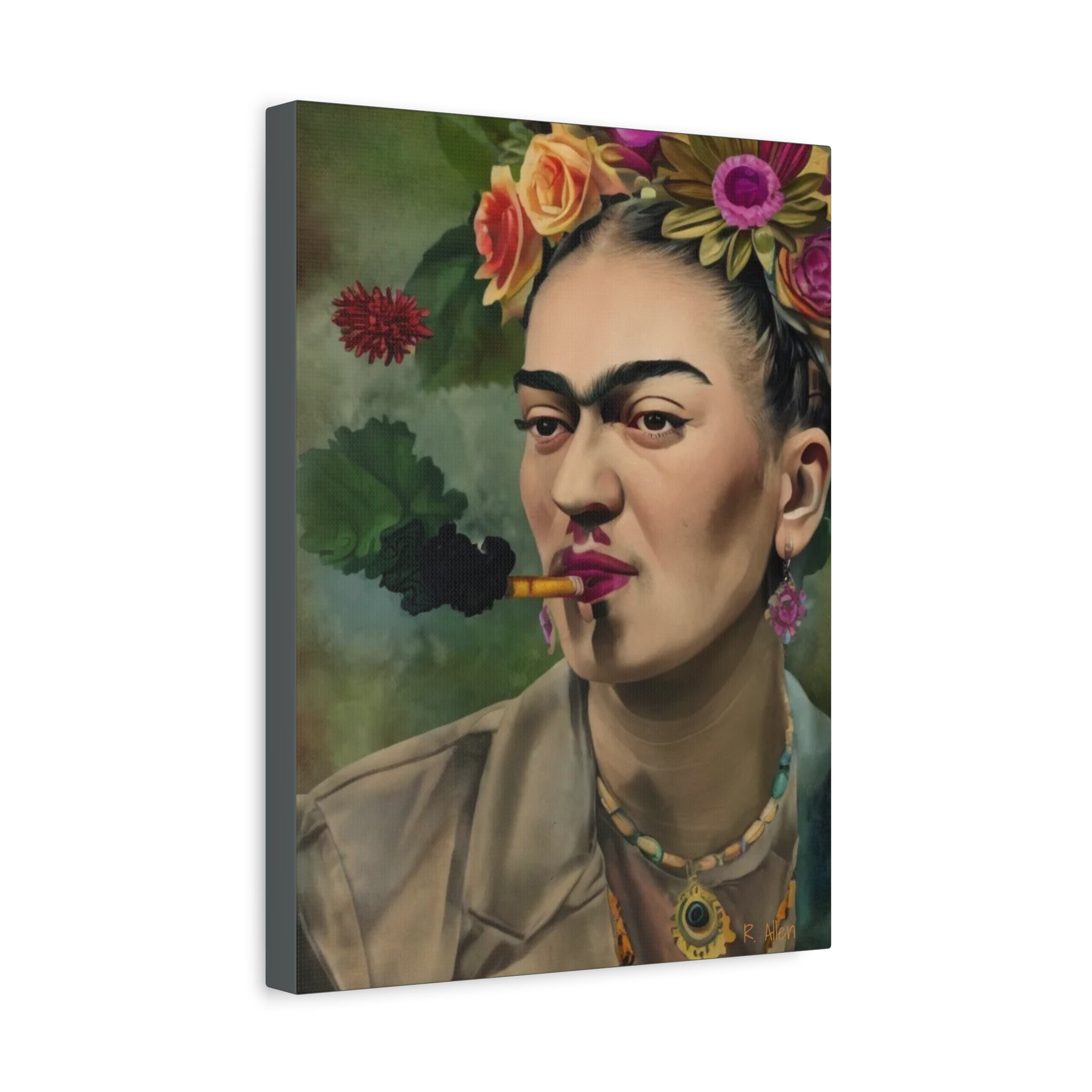 Smoking Portrait — Matte Stretched Canvas Wall Art