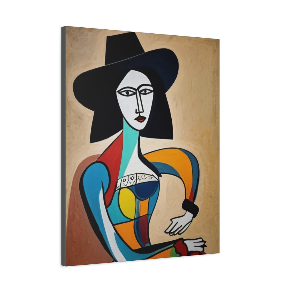 Sitting Cowgirl Portrait — Matte Stretched Canvas Wall Art