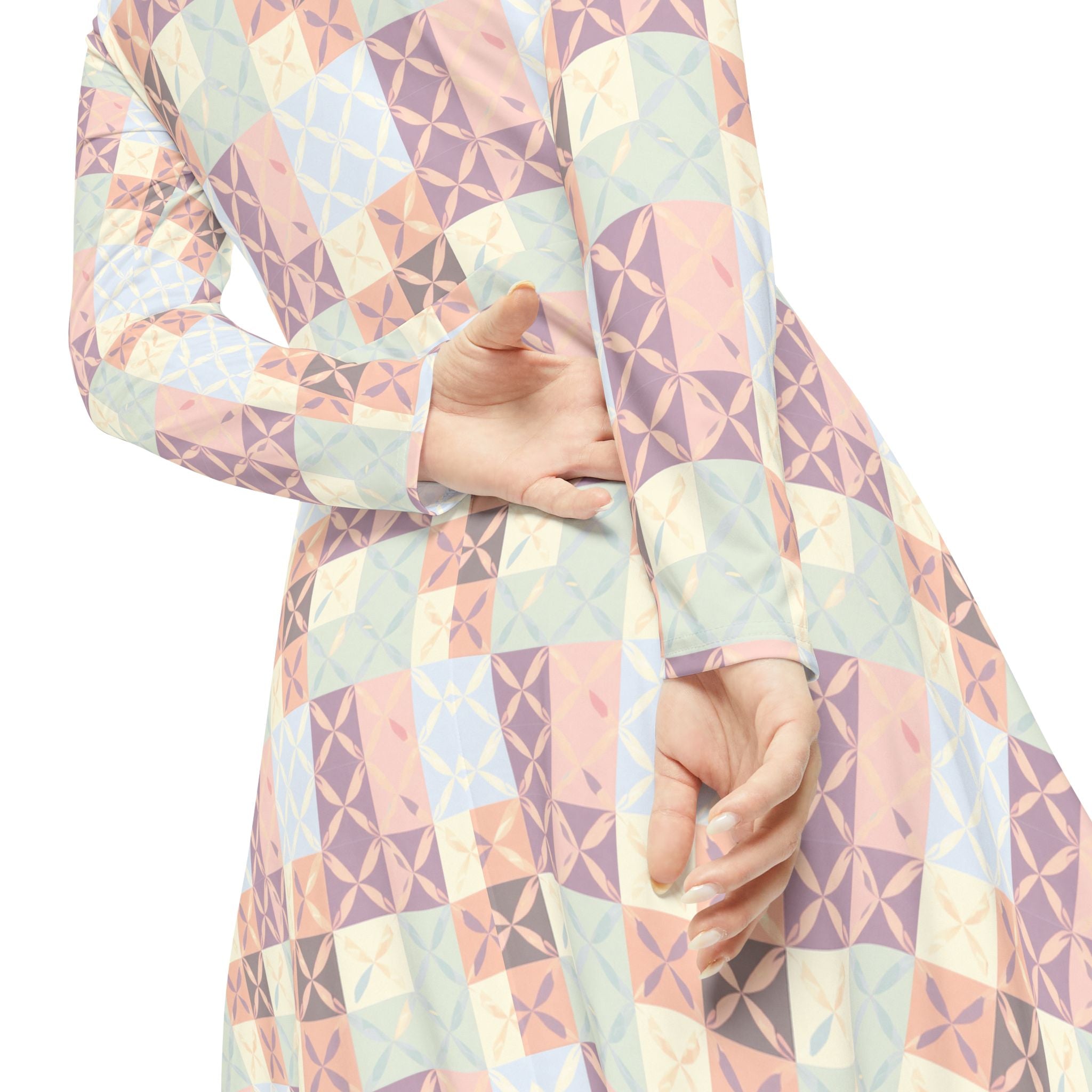 Pastel Quilt Dress — Long Sleeve Dress