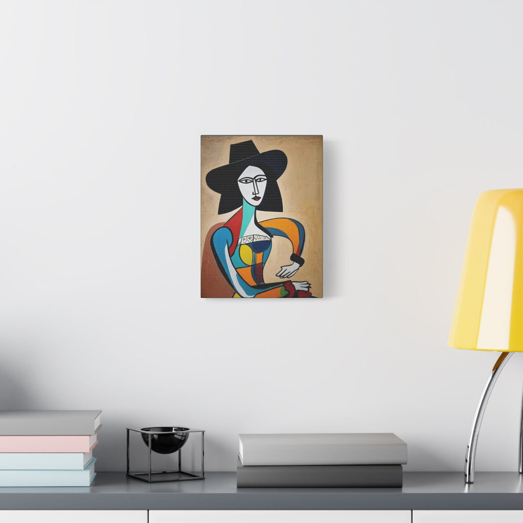 Sitting Cowgirl Portrait — Matte Stretched Canvas Wall Art