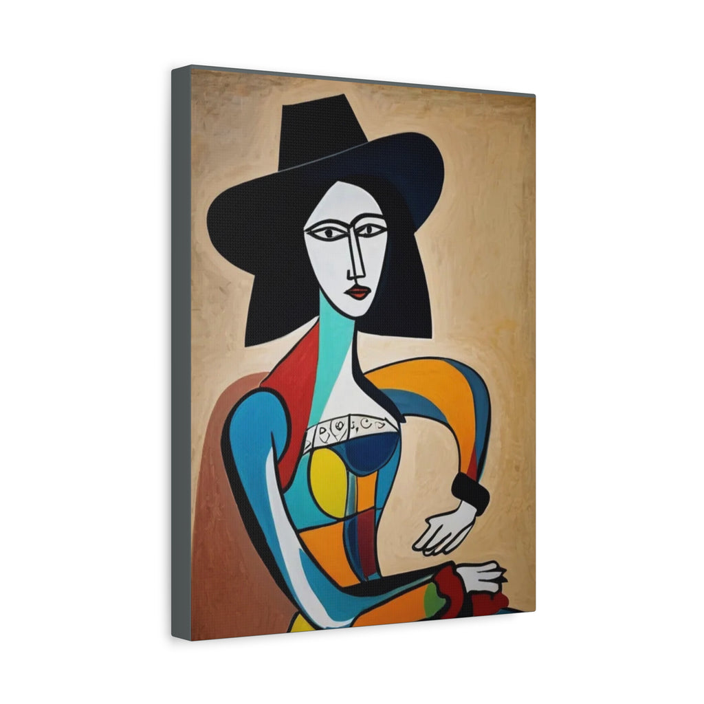 Sitting Cowgirl Portrait — Matte Stretched Canvas Wall Art