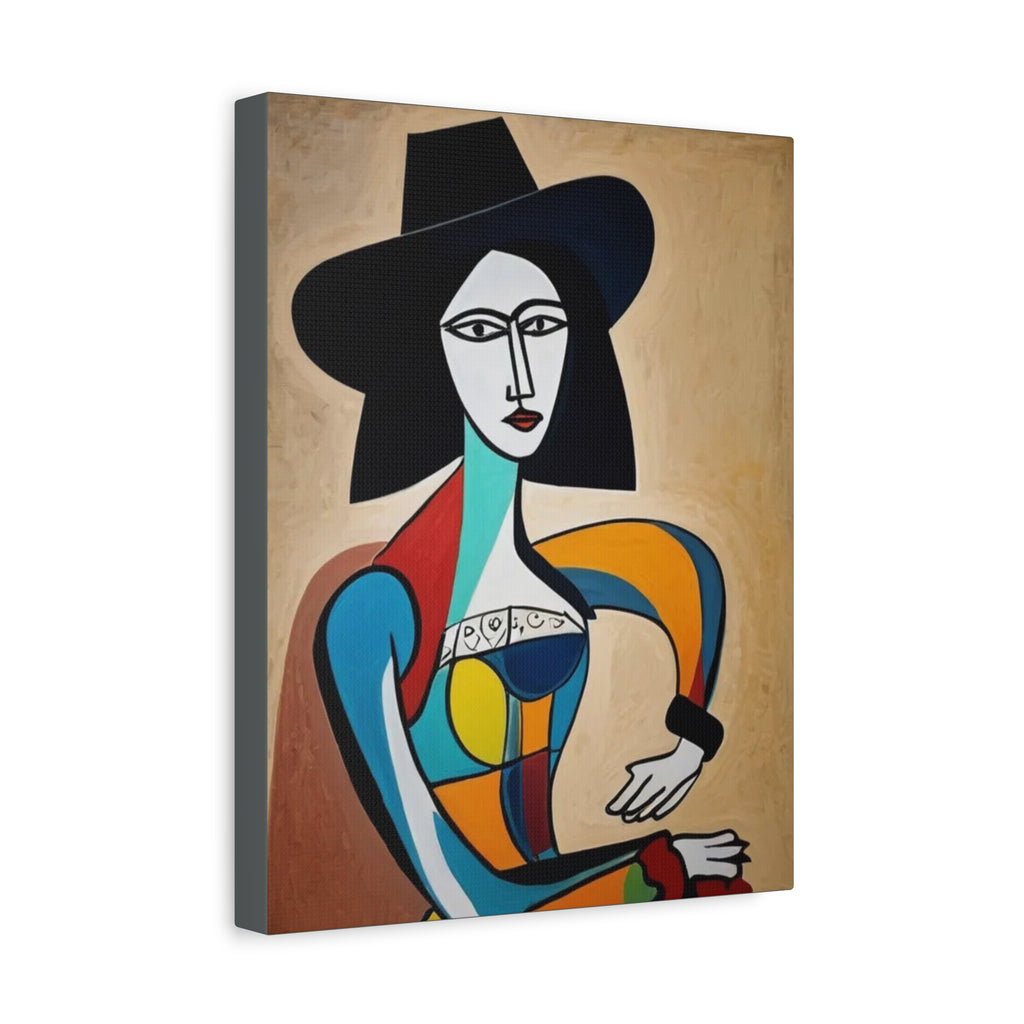 Sitting Cowgirl Portrait — Matte Stretched Canvas Wall Art