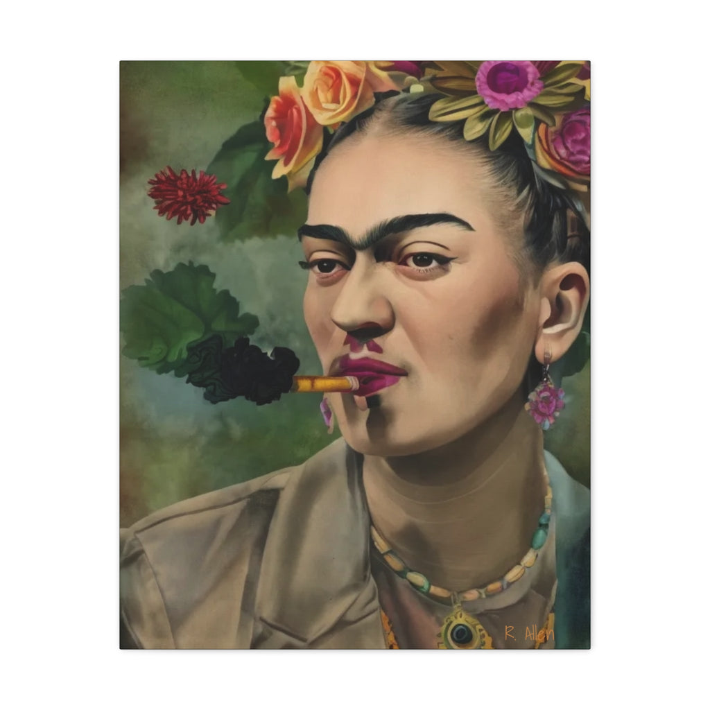 Smoking Portrait — Matte Stretched Canvas Wall Art