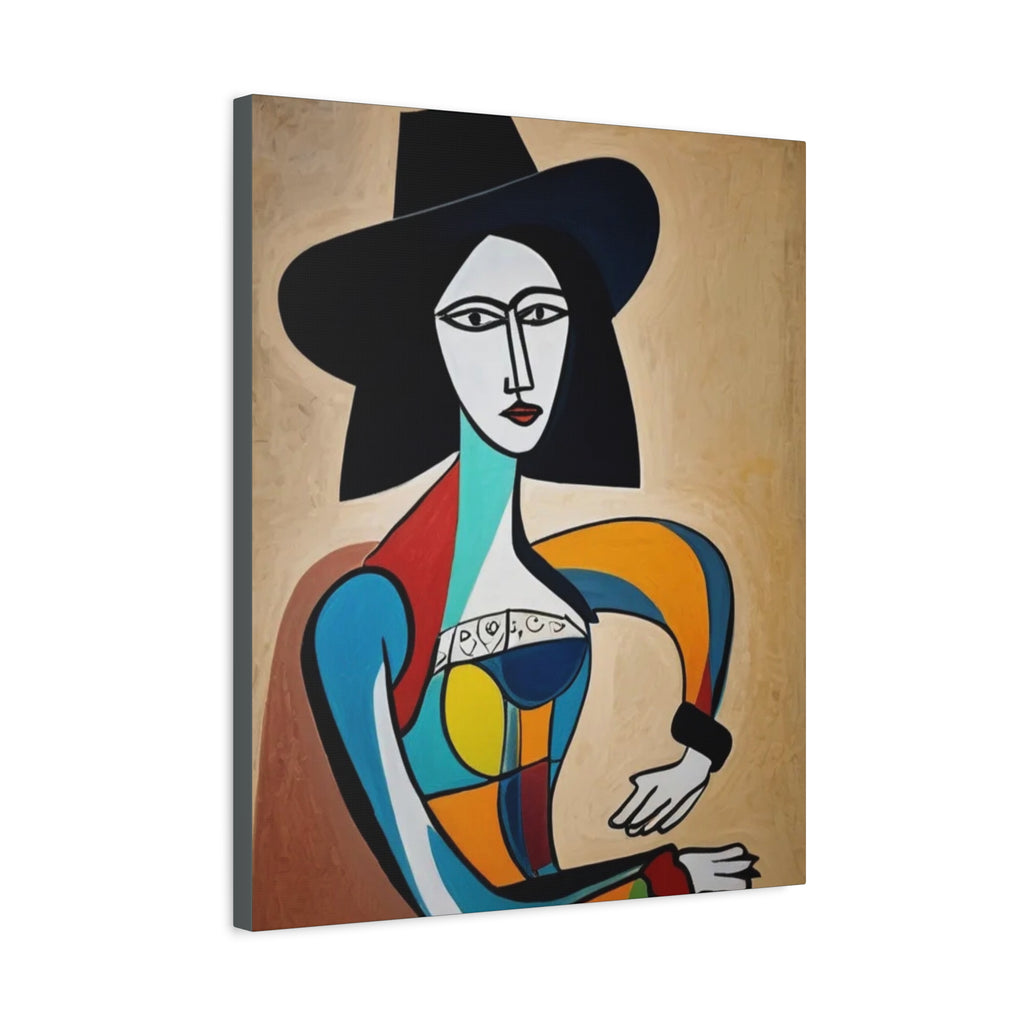 Sitting Cowgirl Portrait — Matte Stretched Canvas Wall Art