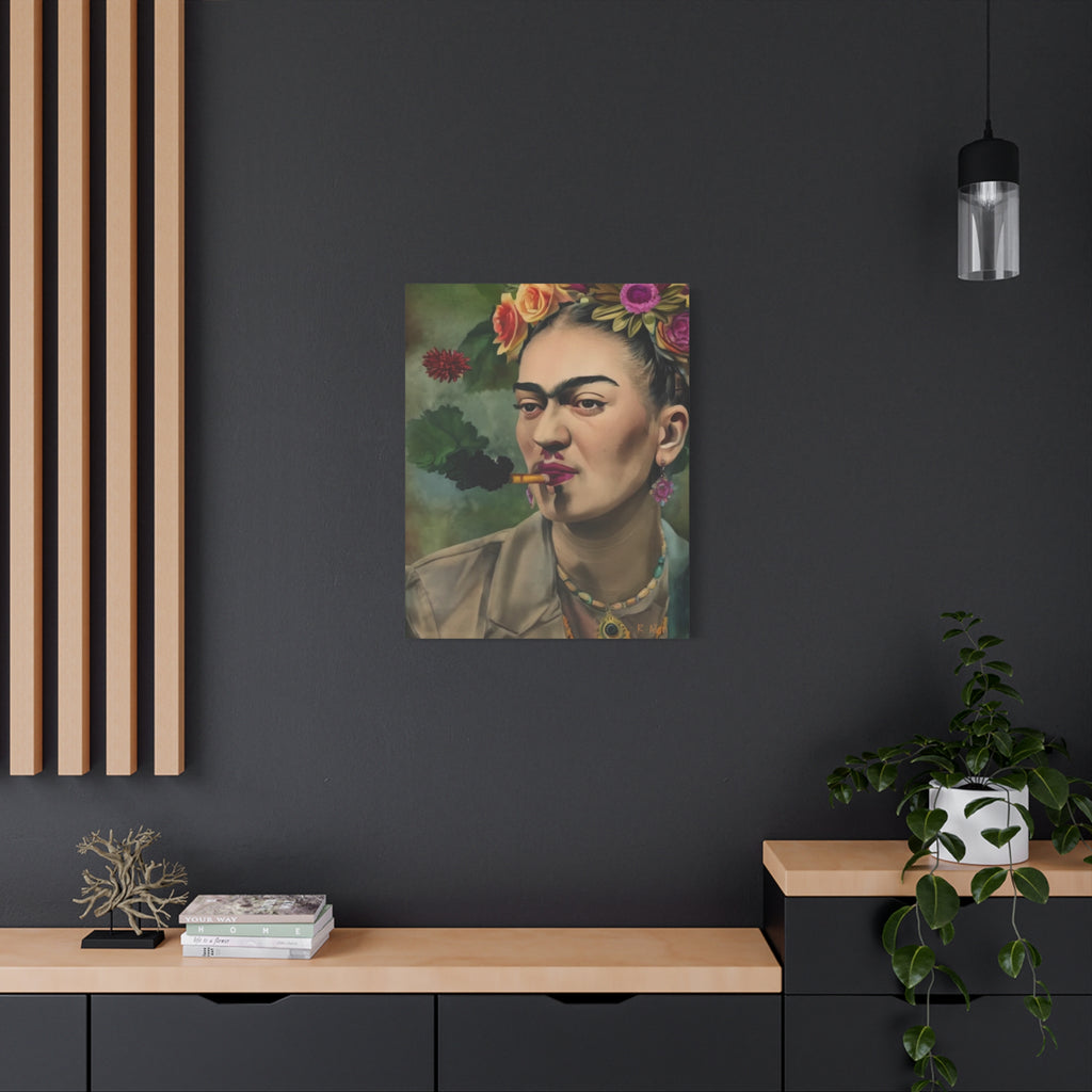 Smoking Portrait — Matte Stretched Canvas Wall Art