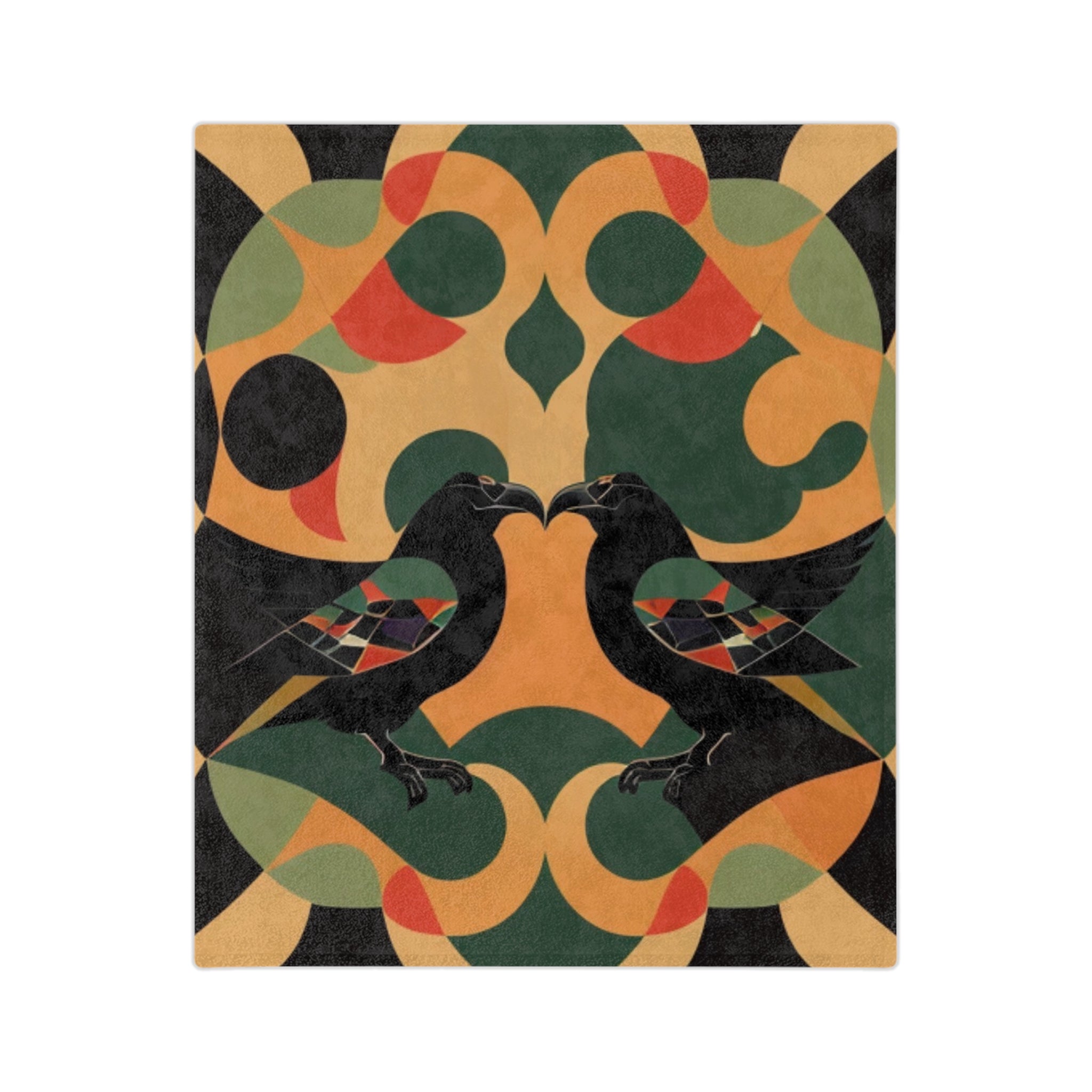 Velveteen Retro Raven Plush Throw