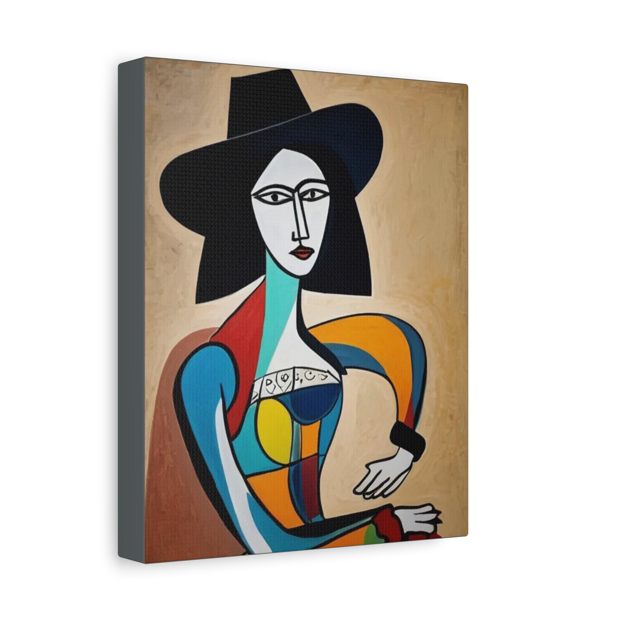 Sitting Cowgirl Portrait — Matte Stretched Canvas Wall Art