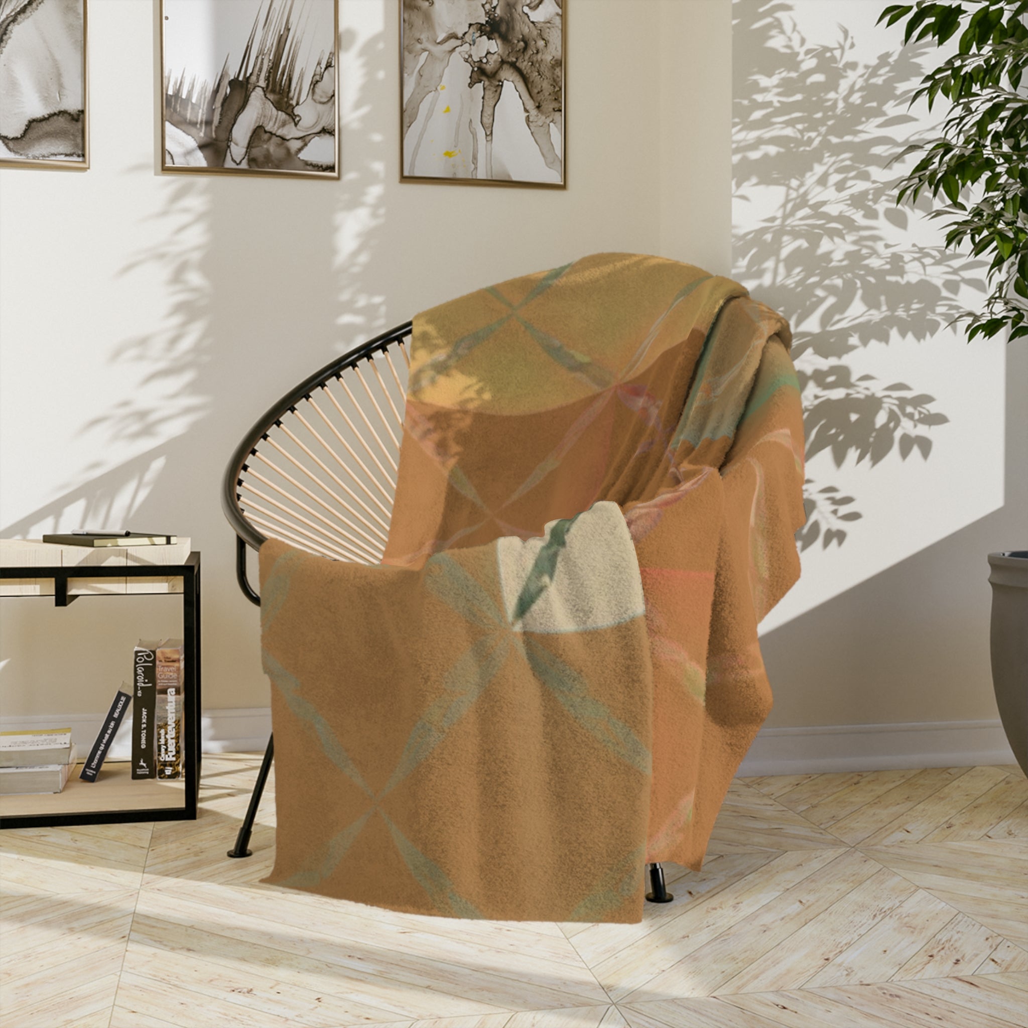 Velveteen Retro Color Block Plush Throw