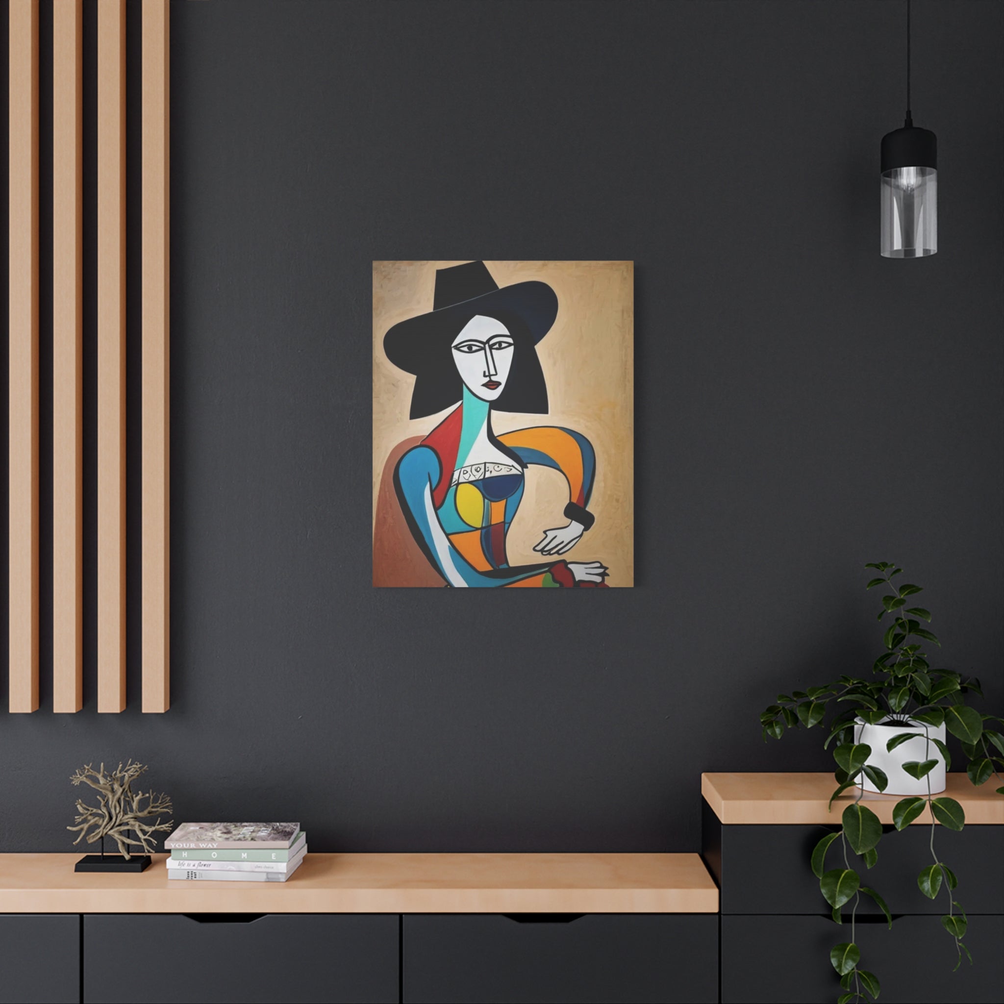 Sitting Cowgirl Portrait — Matte Stretched Canvas Wall Art