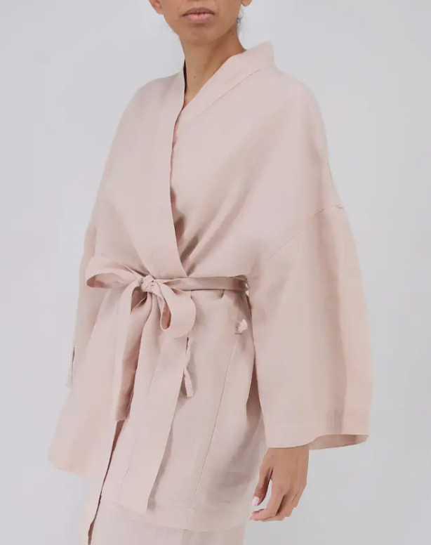 Rie Short Linen Kimono Set